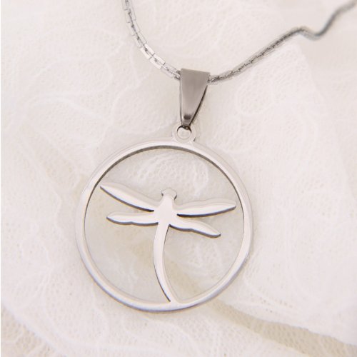 Unique Dragonfly Jewelry Shiny Stainless Steel Chain Necklace Pendant for Women 20"