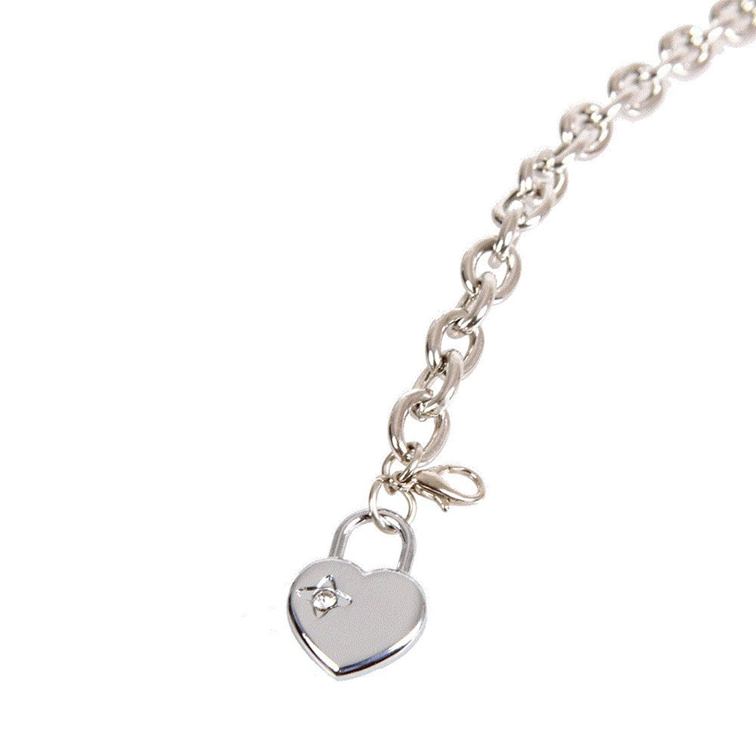 Charm Womens Heart Stainless Steel Chain Bracelet 8"