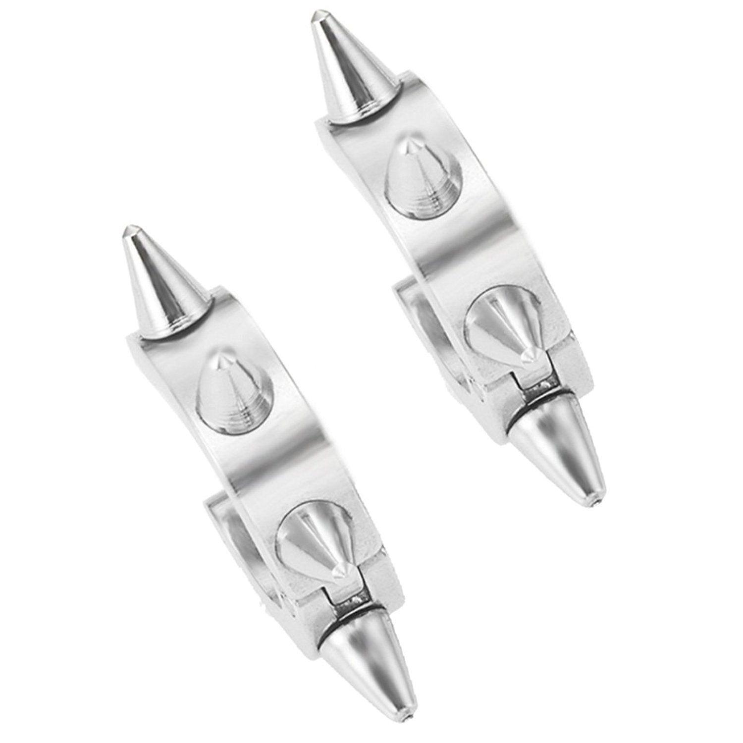 Cool Stainless Steel Men's Spike Punk Huggie Hoop Earrings (10mm, Silver)