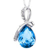 Image of Eternal Love Teardrop Swarovski Elements Pendant Necklace - Ocean Blue