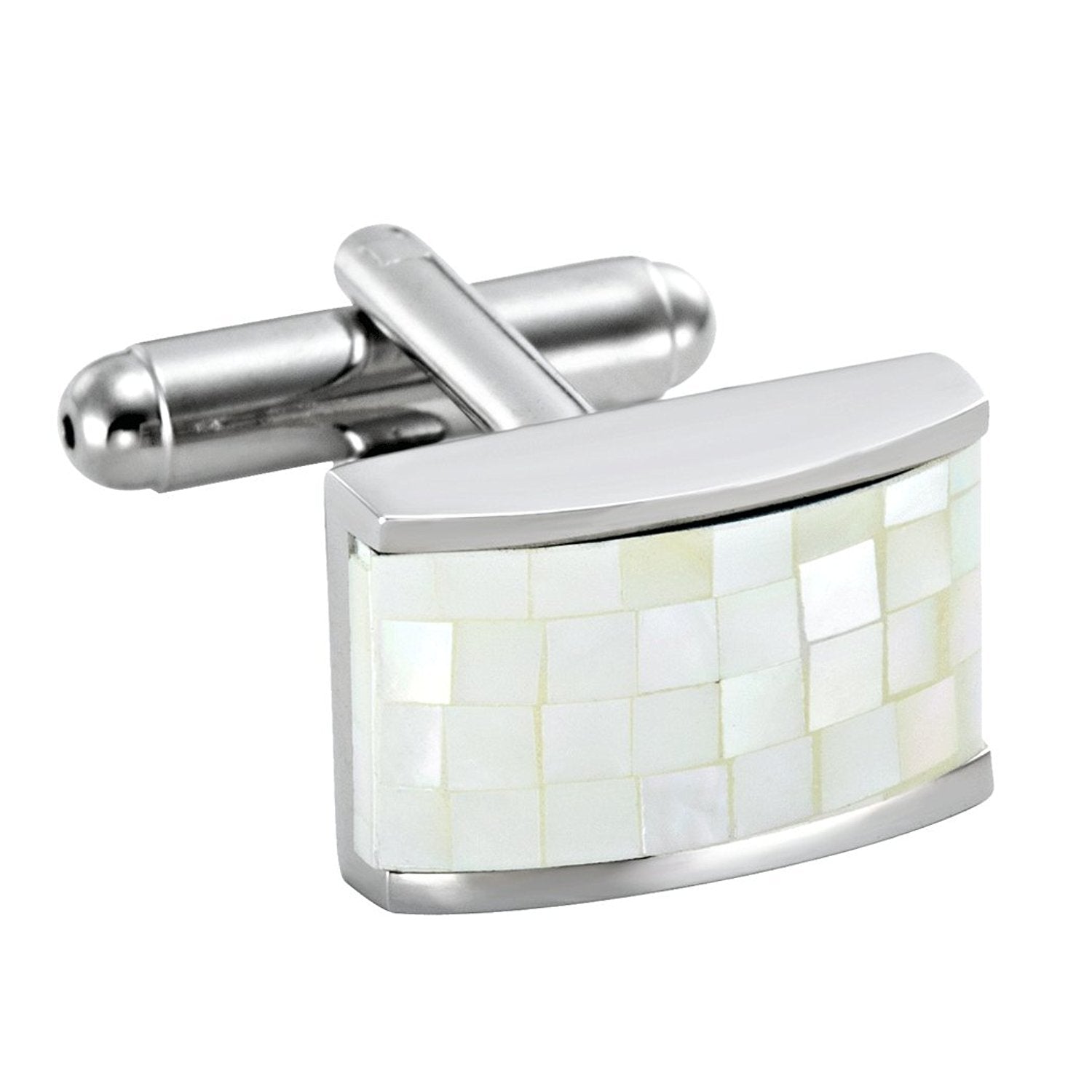 Urban Jewelry Unique Stainless Steel and Facet Cut Seashell Cufflinks for Men