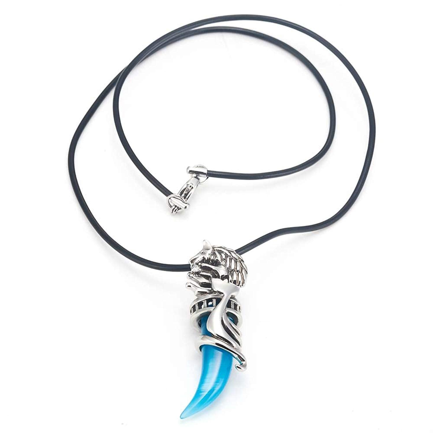 Wolf Tribal Men's Stainless Steel Necklace Pendant 19" Leather Chain