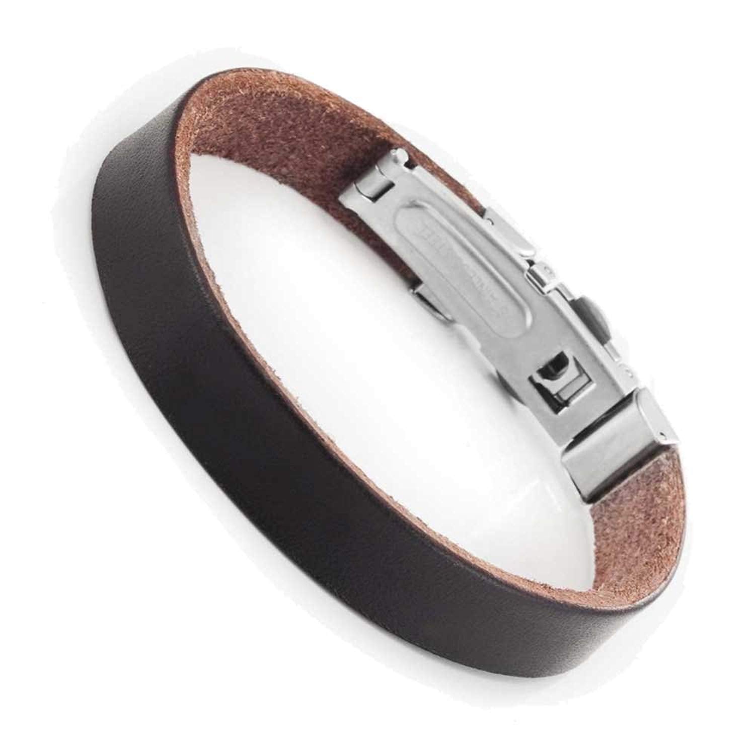 Unisex New York Style Genuine Leather Bracelet Cuff Wrist By Urban Jewelry (Brown or Black)