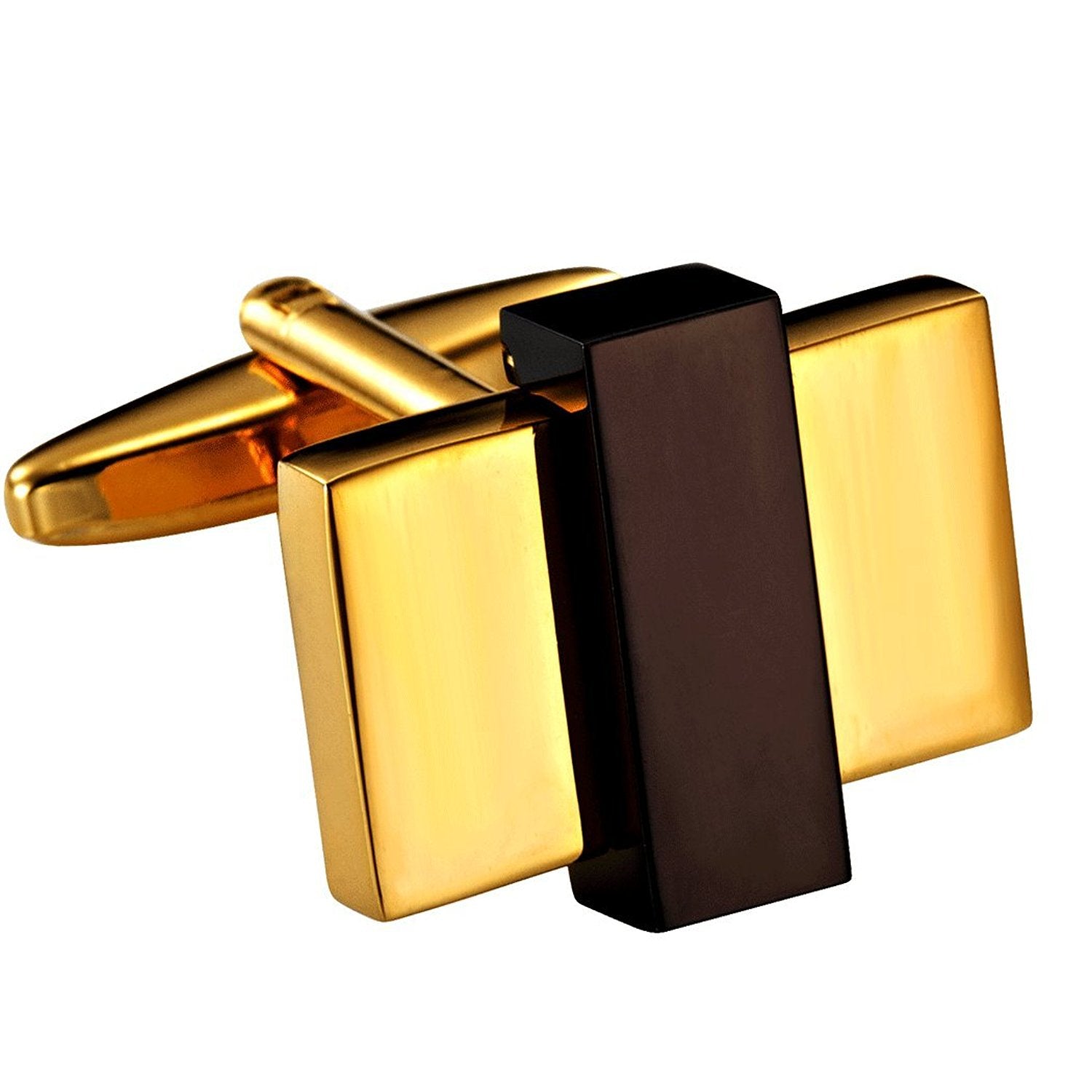 Urban Jewelry Unique Gold Toned Stainless Steel Rectangular Mens Fashion CuffLinks