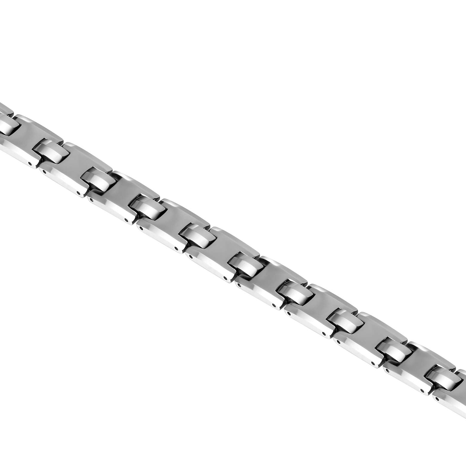 Stylish Men’s Bracelet – Classic Track Link Design in a High Polish Silver Color – Made of Strong & Durable Solid Tungsten Material – Jewelry Gift or Accessory for Men