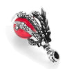 Image of Vintage Men's Gothic Biker Tribal Stainless Steel Dragon Claw Pendant Necklace, Red Black Silver