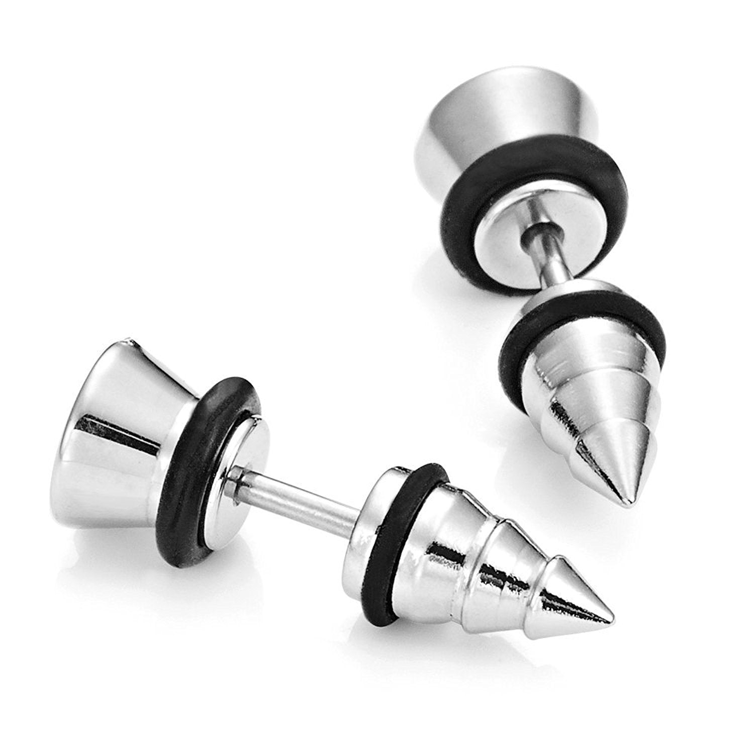 Cool Stainless Steel Men's Stud Screw Earrings for men, 7mm Diameter Silver Color