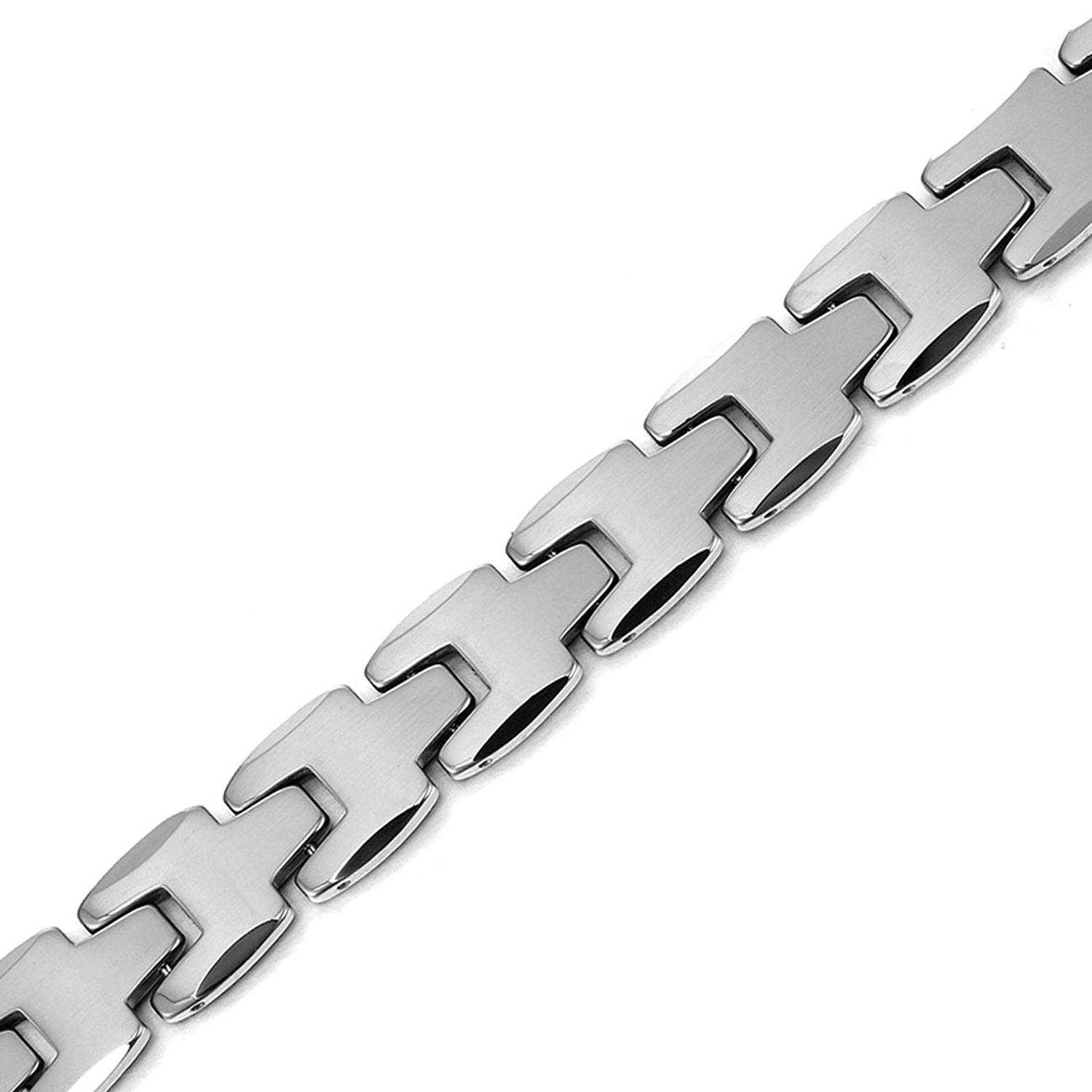 Elegant Links Style Silver Tone Solid Tungsten Link Men's Bracelet