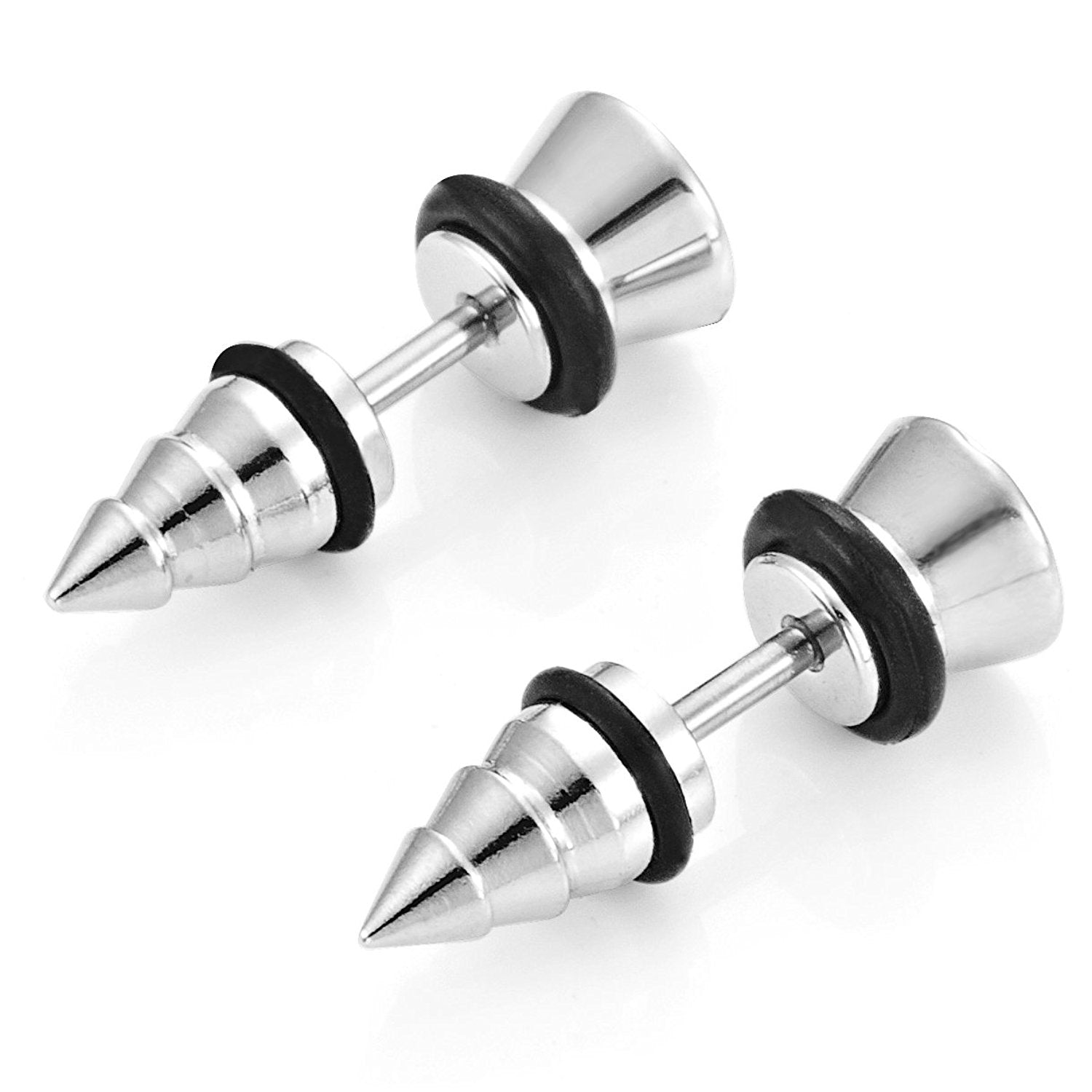 Cool Stainless Steel Men's Stud Screw Earrings for men, 7mm Diameter Silver Color