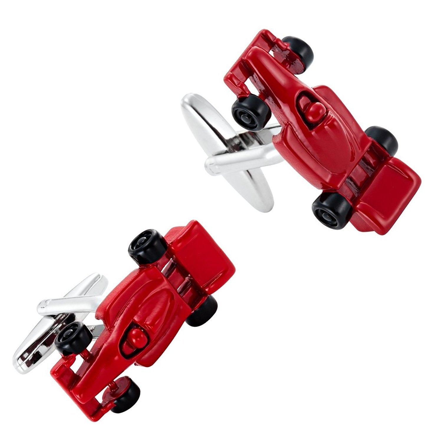 Urban Jewelry Formula One F1 Race Car Style Mens Stainless Steel Red Cufflinks