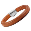 Image of Classic Genuine Leather Cuff Bracelets Stainless Steel Clasp 8.6"