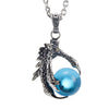 Image of Men's Gothic Biker Tribal Stainless Steel Dragon Claw Pendant Necklace, Blue, Black Silver, 21" Chain