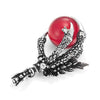 Image of Vintage Men's Gothic Biker Tribal Stainless Steel Dragon Claw Pendant Necklace, Red Black Silver