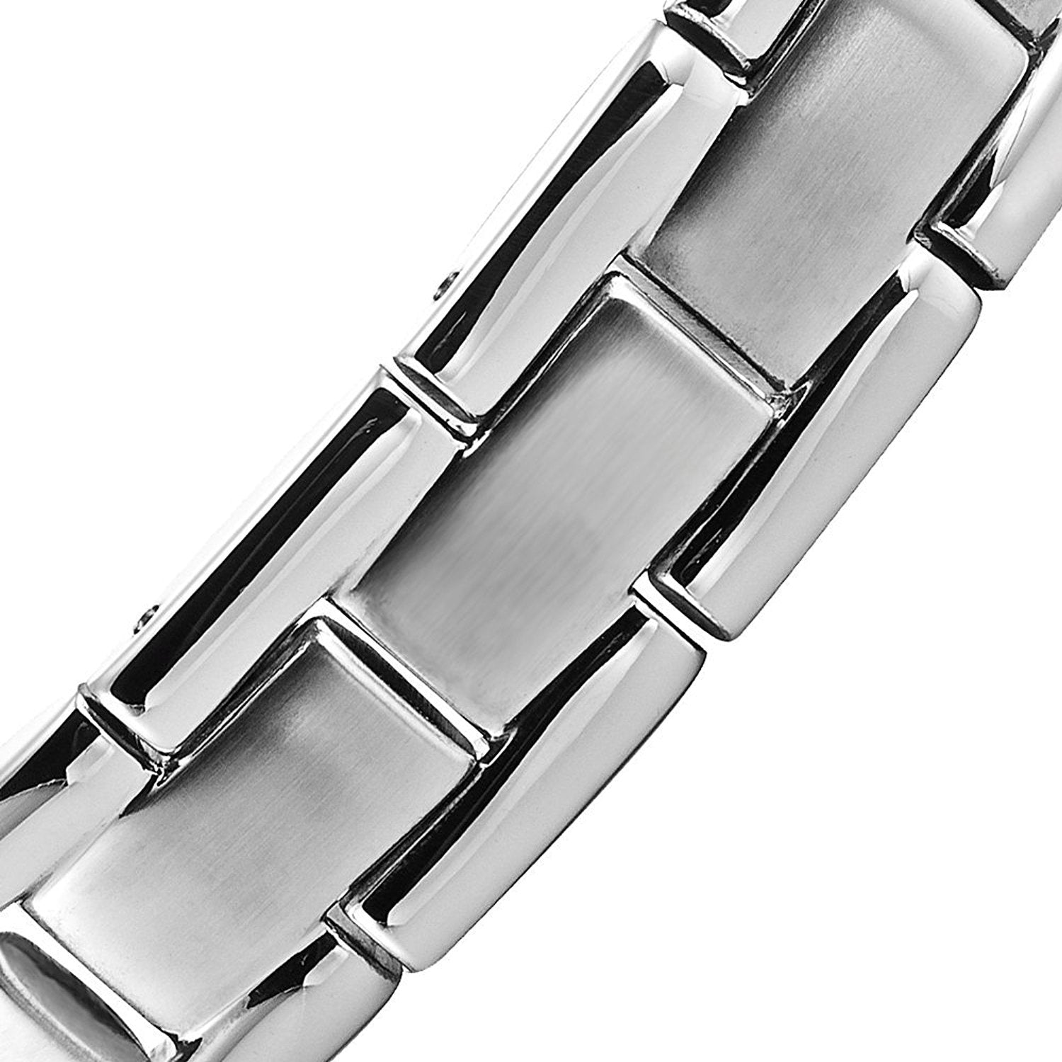 Quality Mens Link Bracelet 316L Stainless Steel Magnetic Therapy, Color Silver