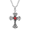 Image of Urban Jewelry Vintage Royalty Celtic Shield Cross Necklace Cubic Zirconia Pendant (Silver Red)