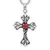 Image of Urban Jewelry Vintage Royalty Celtic Shield Cross Necklace Cubic Zirconia Pendant (Silver Red)