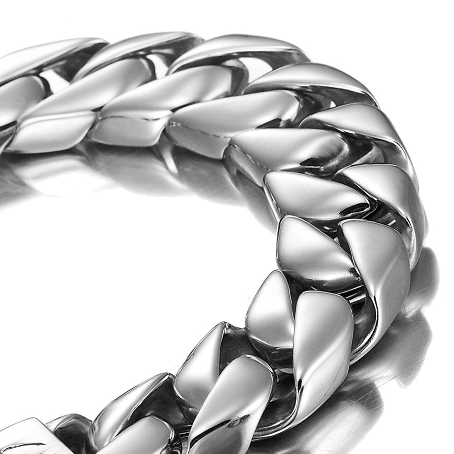 Powerful Stainless Steel Men's Bracelet Silver 8.4 Inch (With Branded Gift Box)