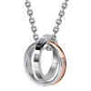 Image of His & Hers Couples Engraved Double Ring Pendant Necklace
