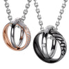 Image of His & Hers Couples Engraved Double Ring Pendant Necklace