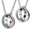 Image of His & Hers Couples Engraved Double Ring Pendant Necklace