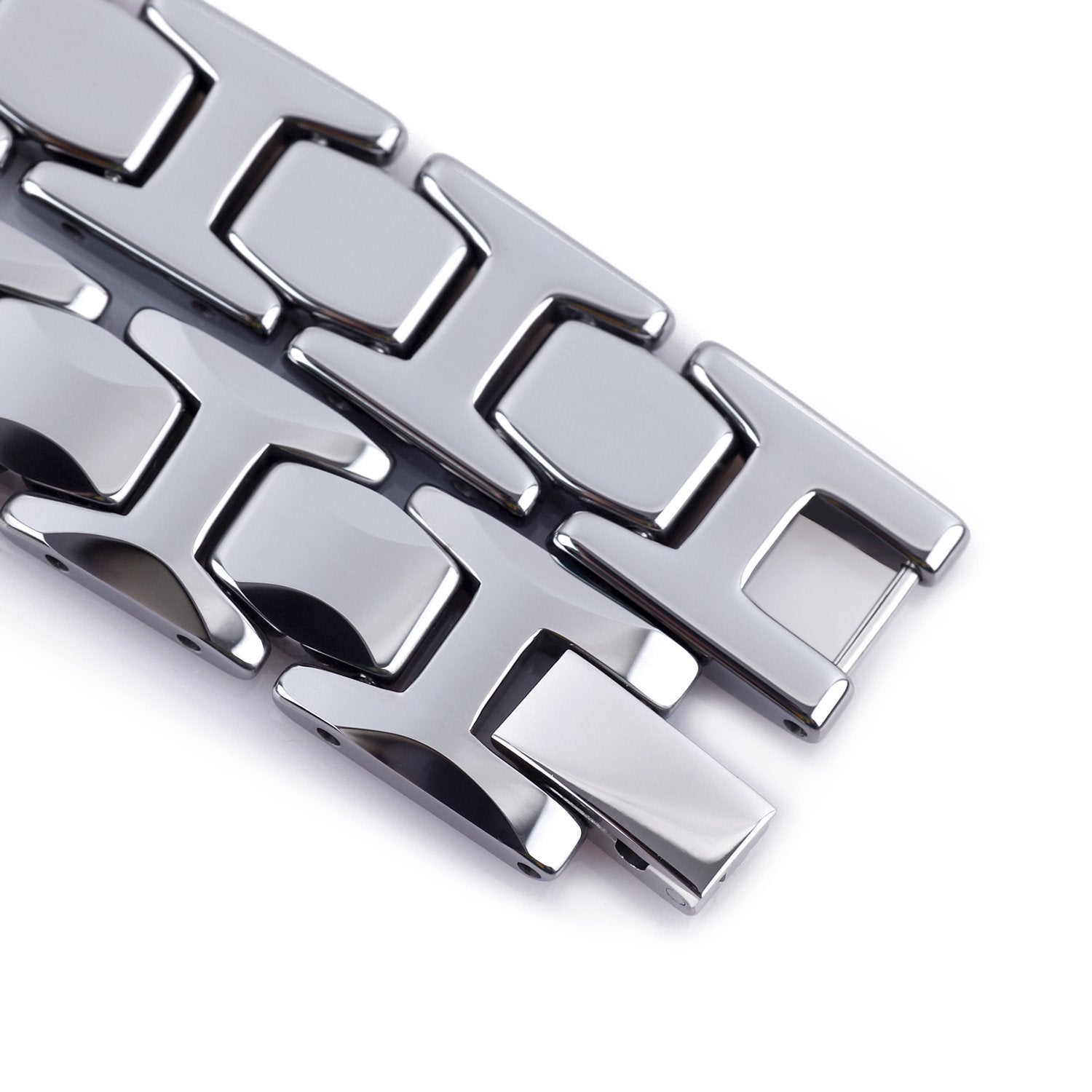 Urban Jewelry Stunning Solid Tungsten Link Bracelet for Men Polished Pyramid Style (Silver, 11mm)
