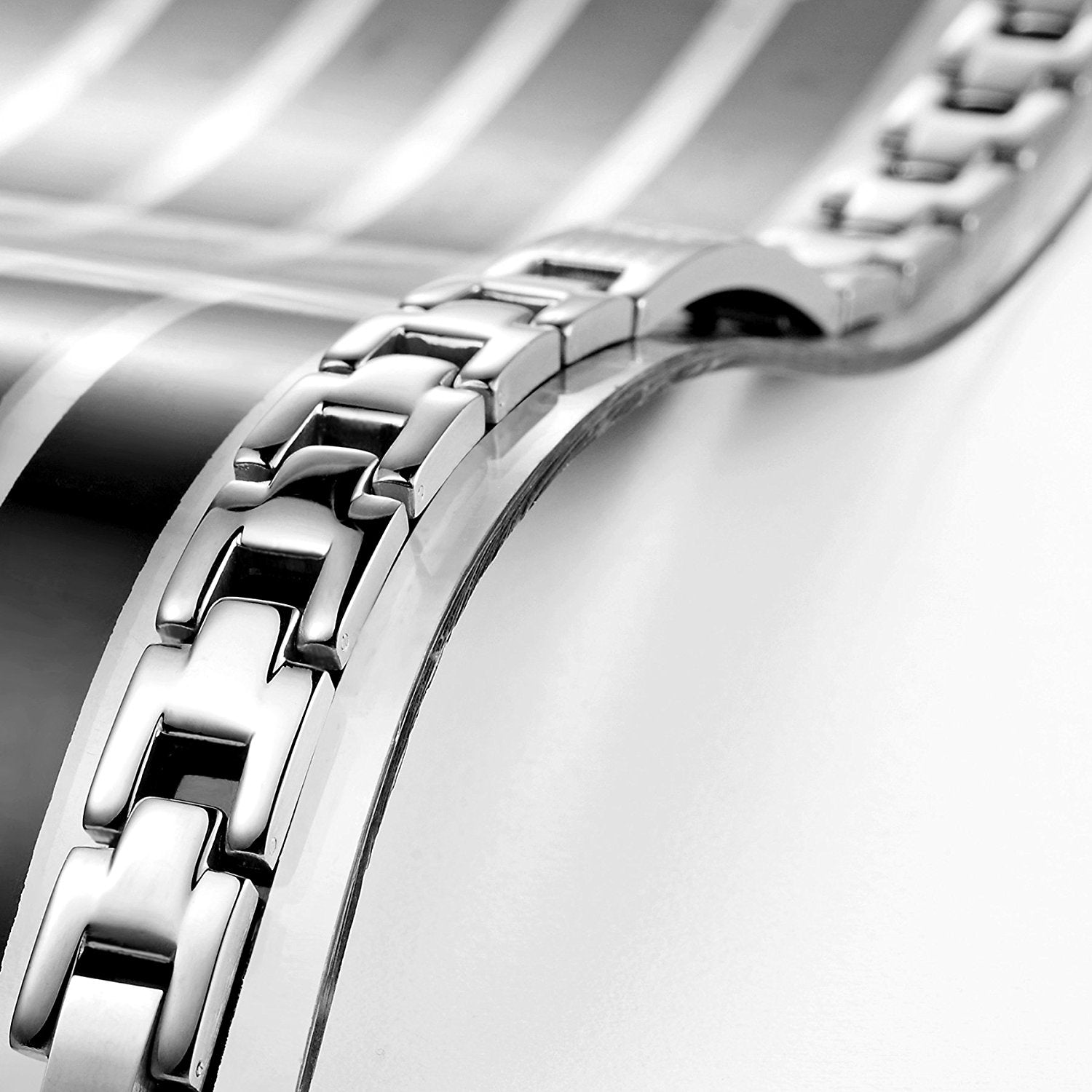 Urban Jewelry Lords Prayer Cross - 316L Stainless Steel Link Bangle Bracelet for Men