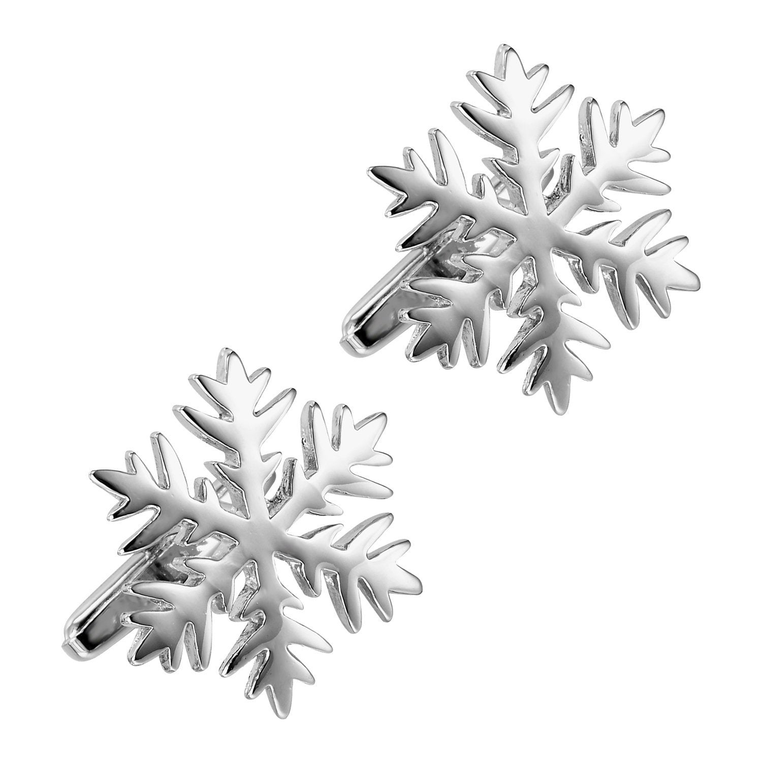 Urban Jewelry Unique Christmas Snow Snowflakes Stainless Steel Cufflinks for Men (Silver)