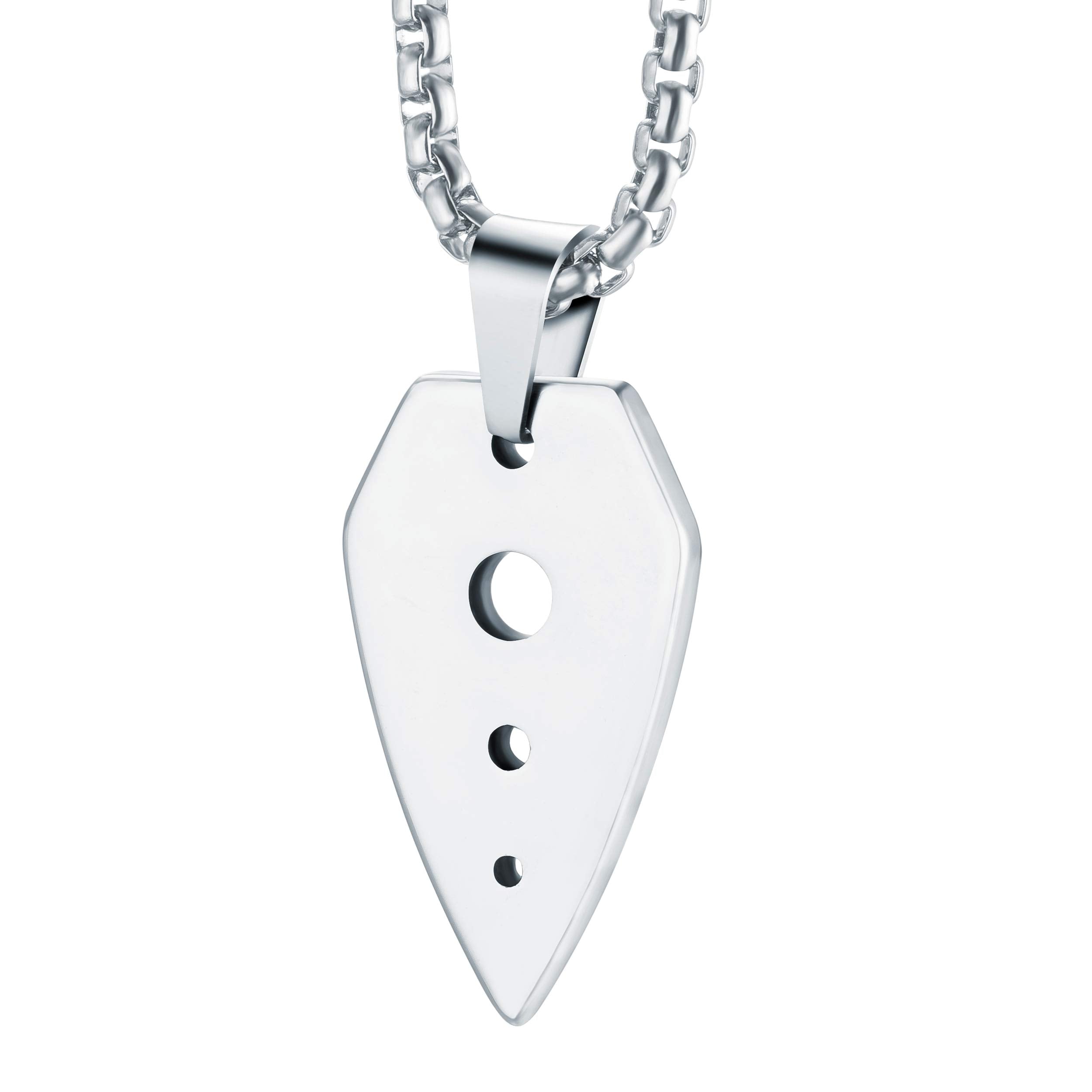URBAN JEWELRY Men’s Pendant Necklace Modern UFO Metal Spear Design in a Polished Silver Finish – Comes with Chain Necklace – Made of Solid Tungsten Material for Him
