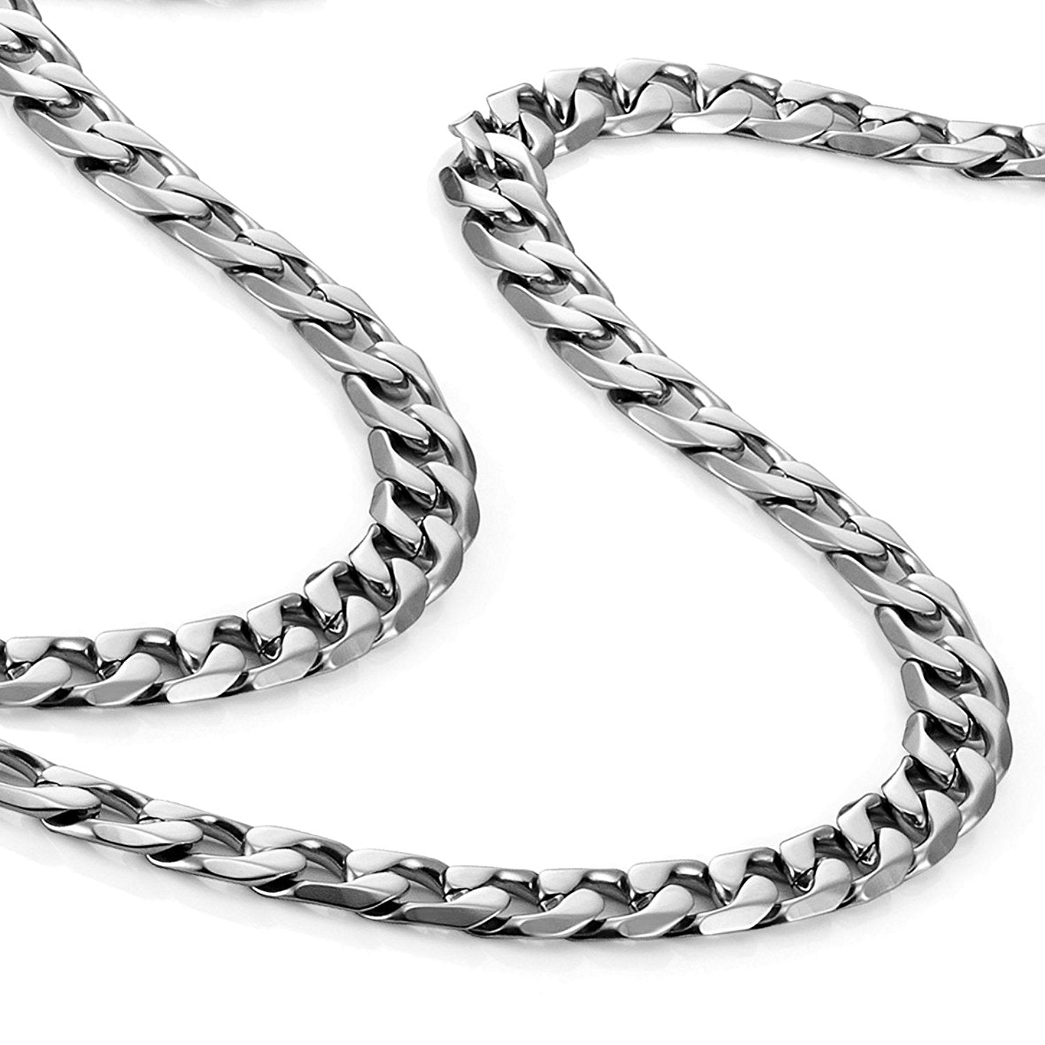 Classic Mens Necklace 316L Stainless Steel Silver Chain Color 18",21",23", 26" (6mm)