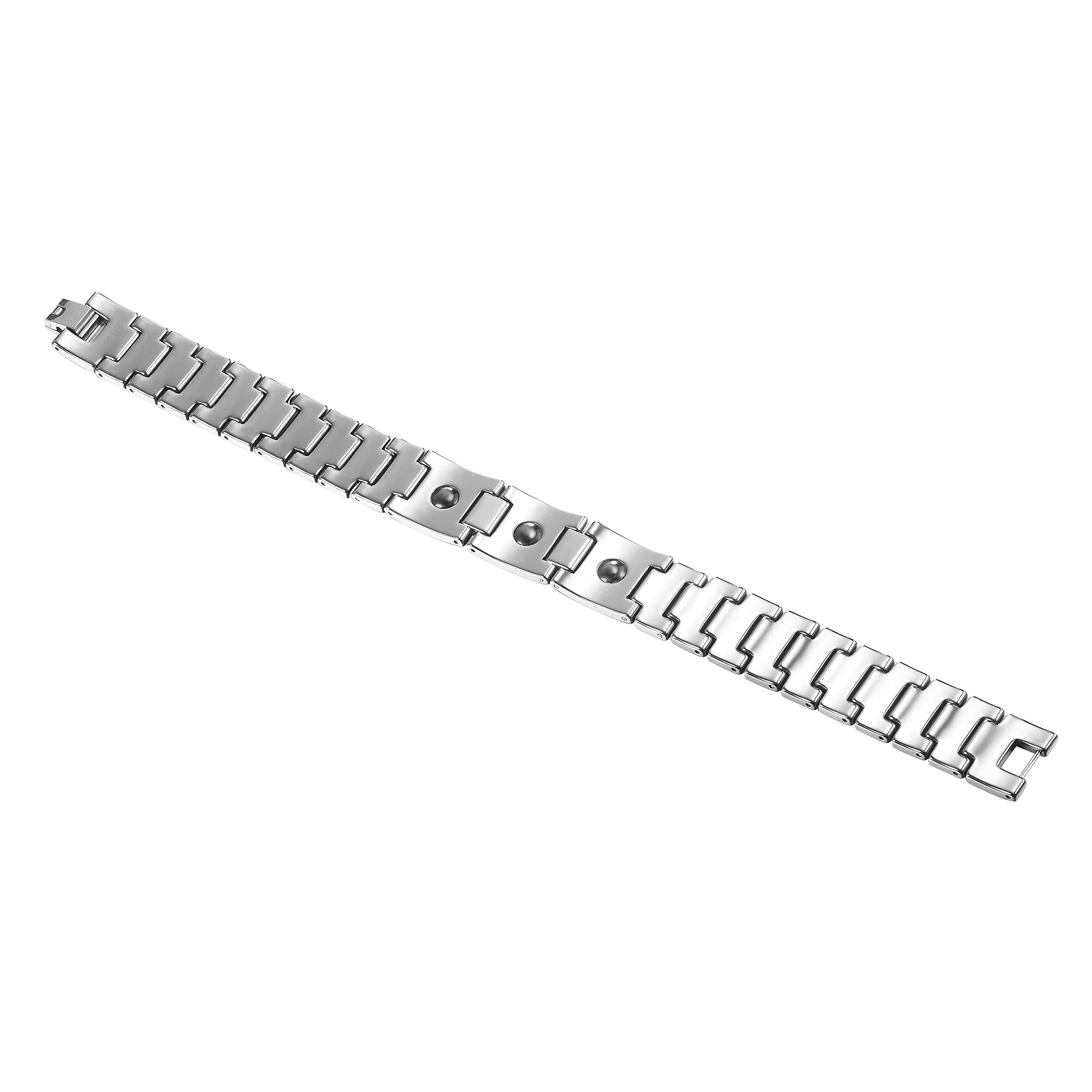 Dapper Men’s Bracelet – Rugged Track Link Tread Design in a Polished Silver Finish – Scratch & Tarnish Resistant Tungsten – Jewelry Gift or Accessory for Men