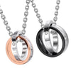 Image of His & Hers Couples Engraved Double Ring Pendant Necklace