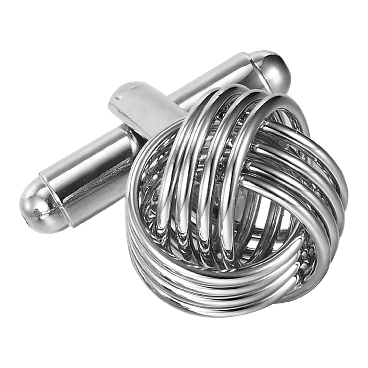 Urban Jewelry Unique Stainless Steel Knot Cufflinks for Men by (Silver)