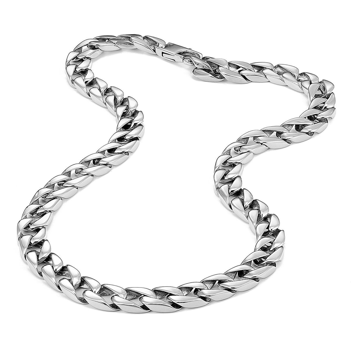 Men's Powerful Stainless Steel Chain Necklace Ultra Thick Wide (Silver,11 mm width, 18,21,23 Inches)