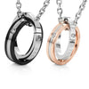 Image of His & Hers Couples Engraved Double Ring Pendant Necklace