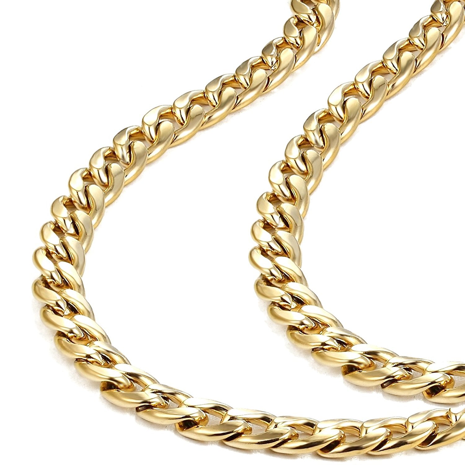 Urban Jewelry Polished Stainless Steel Men's Curb Chain Necklace in Variety of Sizes and Colors