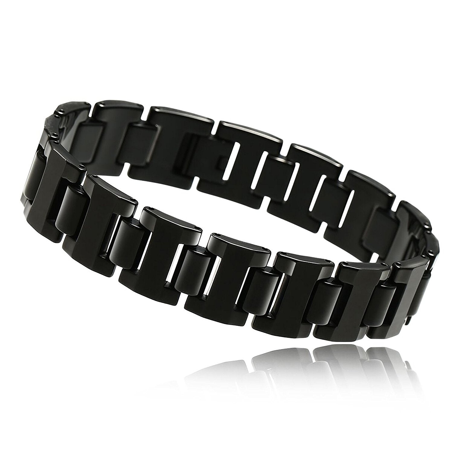 Urban Jewelry Stylish Black Solid Tungsten 8.3 Inches Link Bracelet for Men