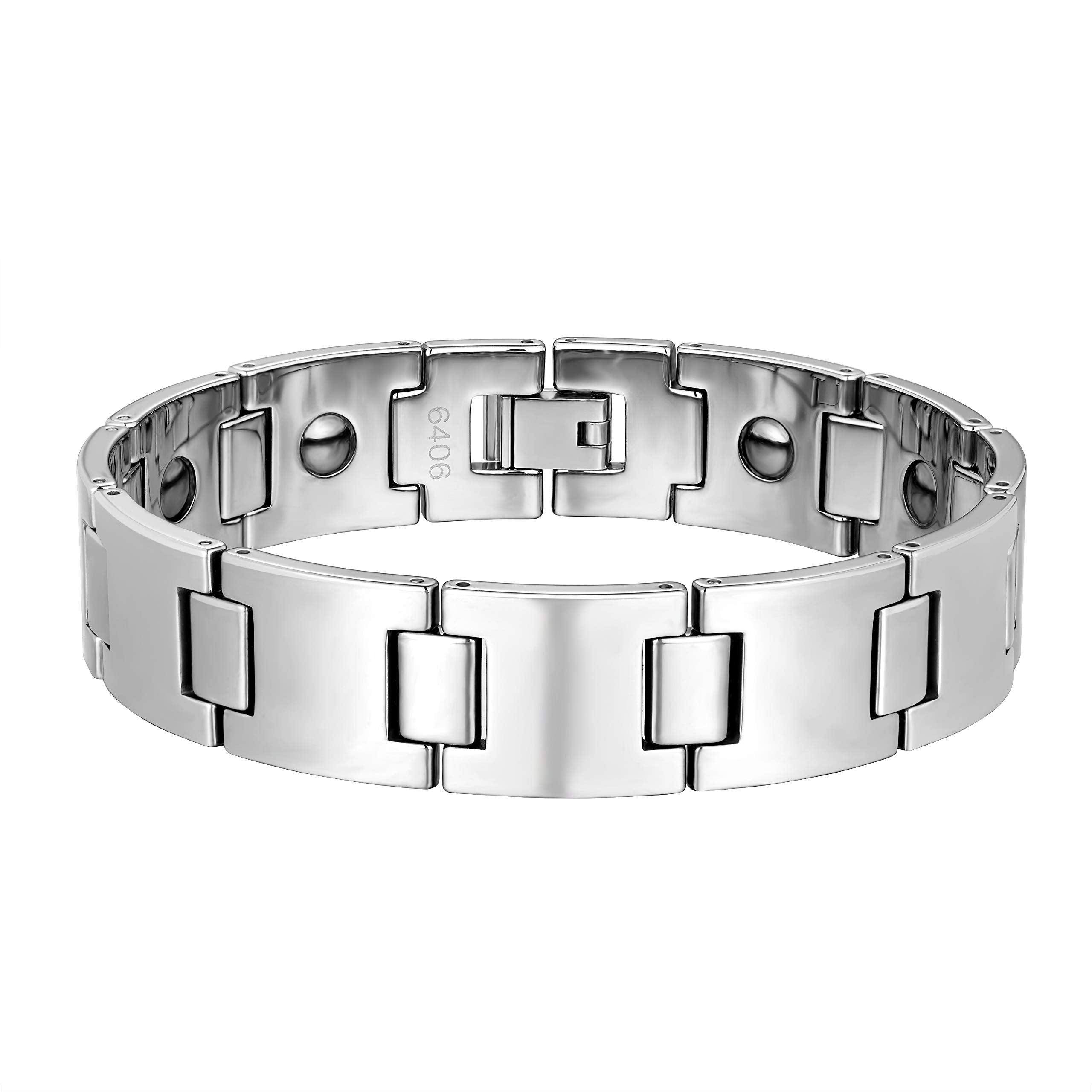 Dapper Men’s Bracelet – Rugged Track Link Tread Design in a Polished Silver Finish – Scratch & Tarnish Resistant Tungsten – Jewelry Gift or Accessory for Men