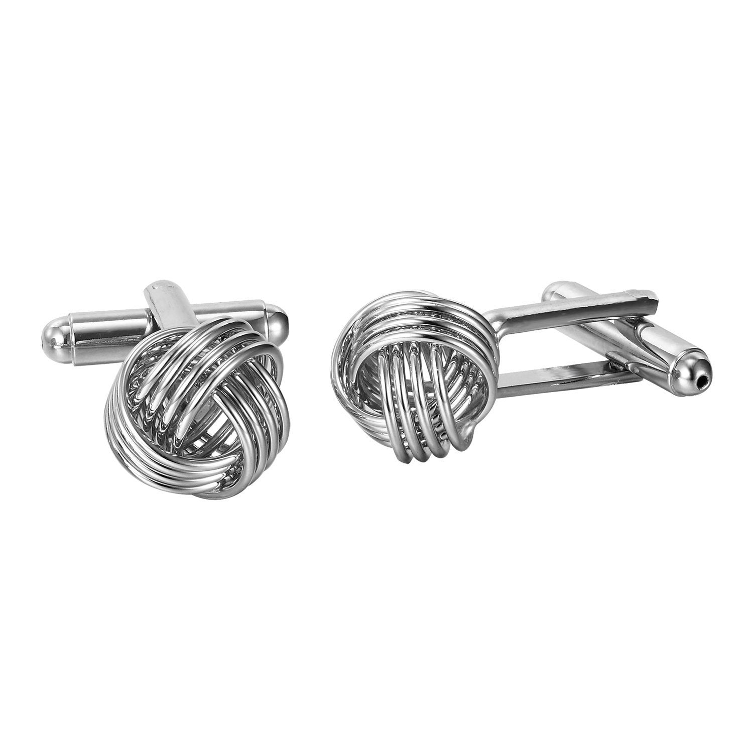 Urban Jewelry Unique Stainless Steel Knot Cufflinks for Men by (Silver)