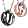 Image of His & Hers Couples Engraved Double Ring Pendant Necklace