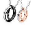 Image of His & Hers Couples Engraved Double Ring Pendant Necklace