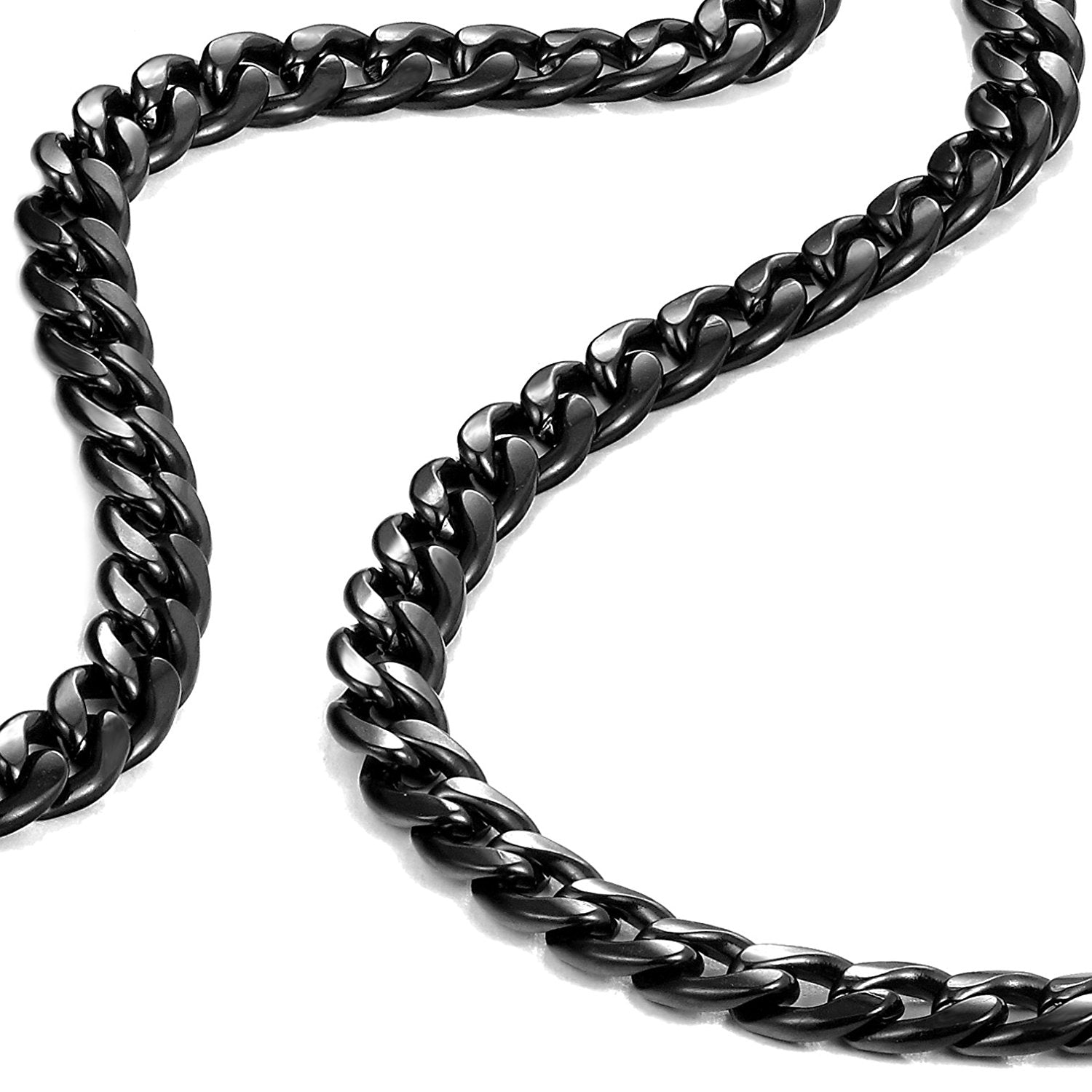 Urban Jewelry Polished Stainless Steel Men's Curb Chain Necklace in Variety of Sizes and Colors