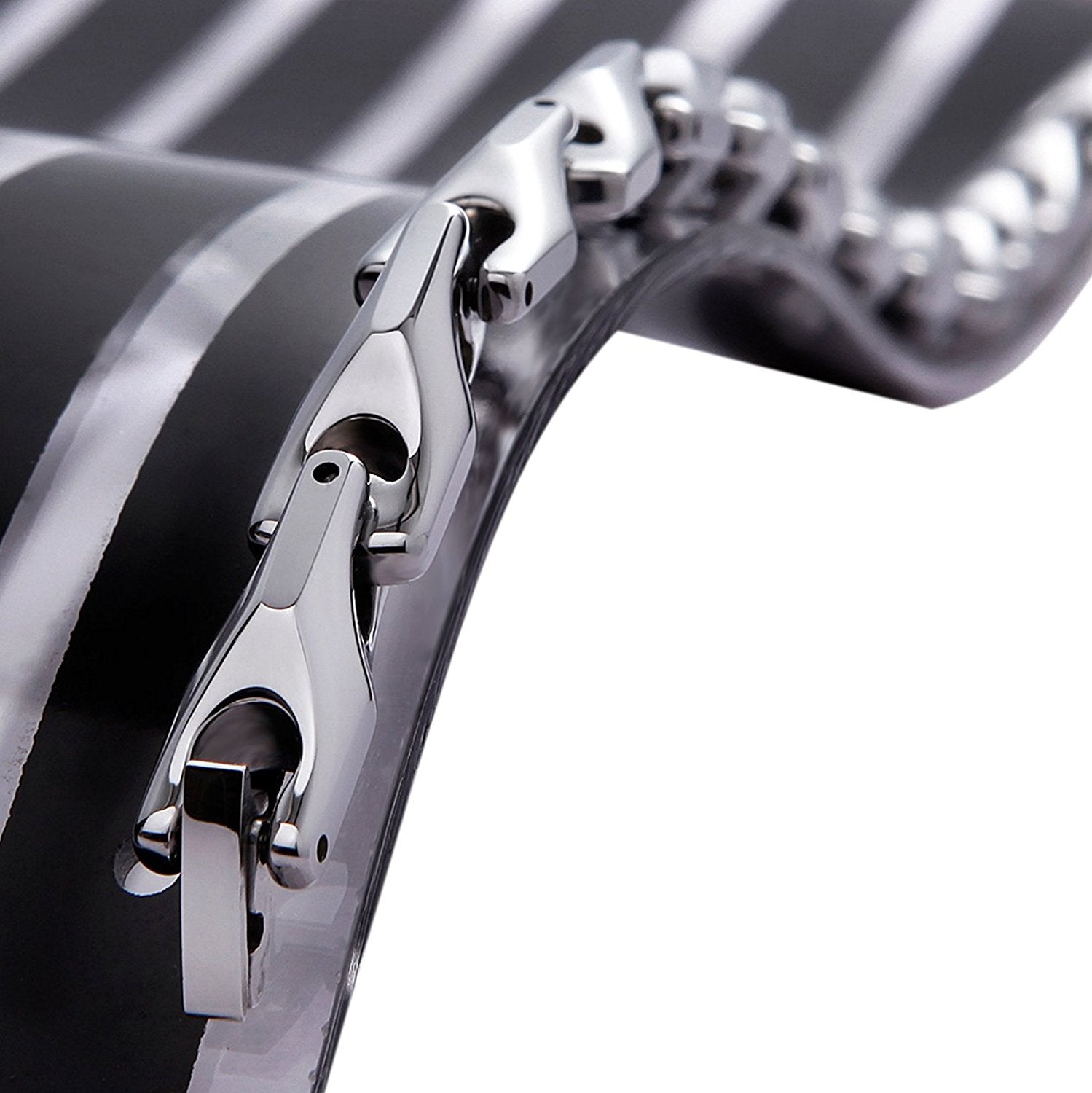 Classy Men's Solid Heavy Wheat Tungsten Carbide Bracelet - 3 Sided Links (Silver)