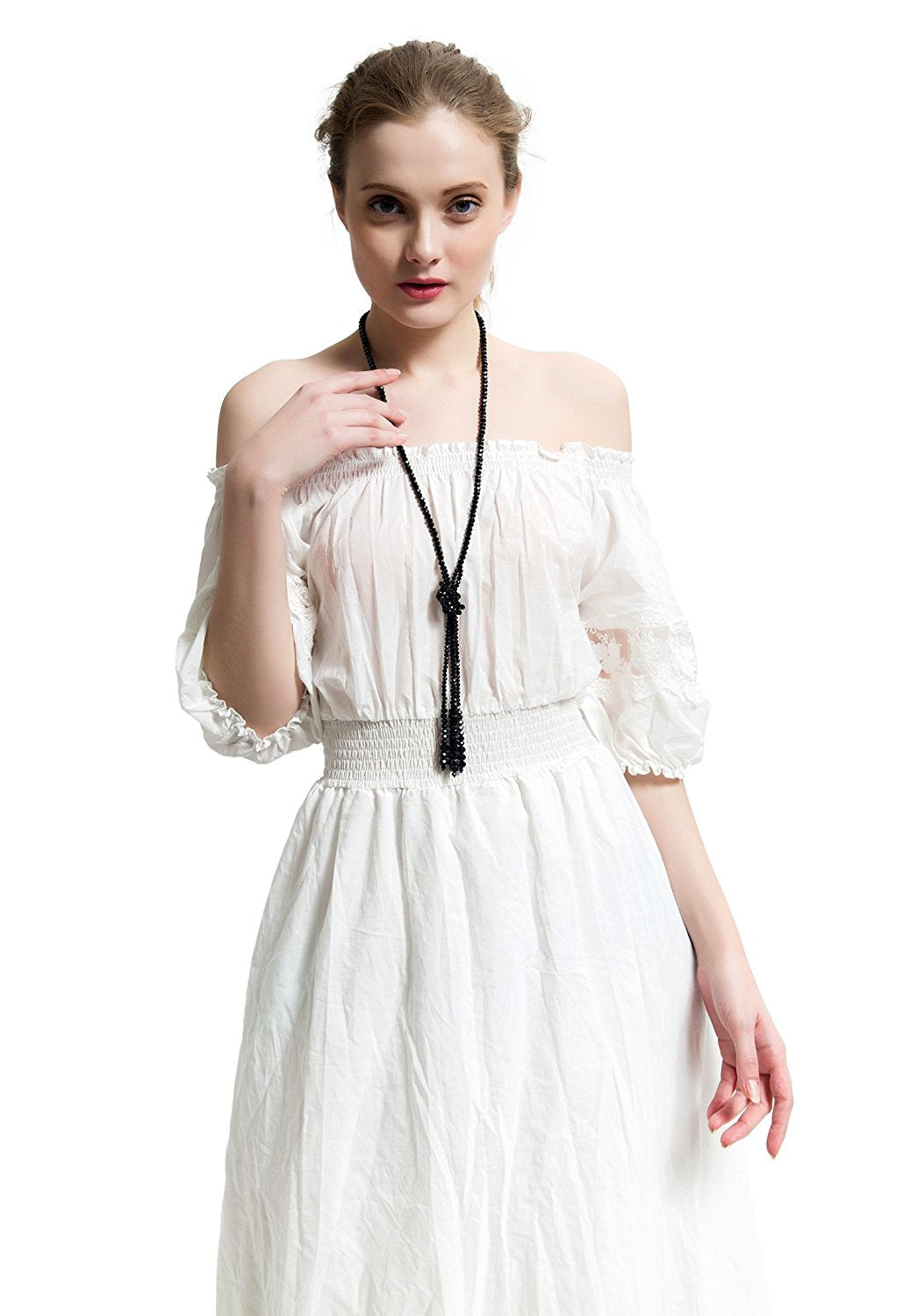 Urban Jewelry The 1920's Charleston Collection Vintage Style Charcoal Black Multitier Beaded Necklace for Women (21.6")