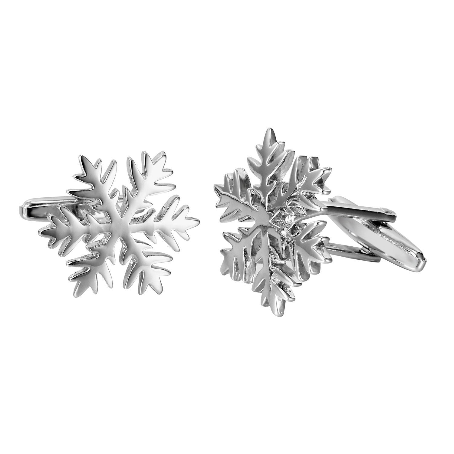 Urban Jewelry Unique Christmas Snow Snowflakes Stainless Steel Cufflinks for Men (Silver)