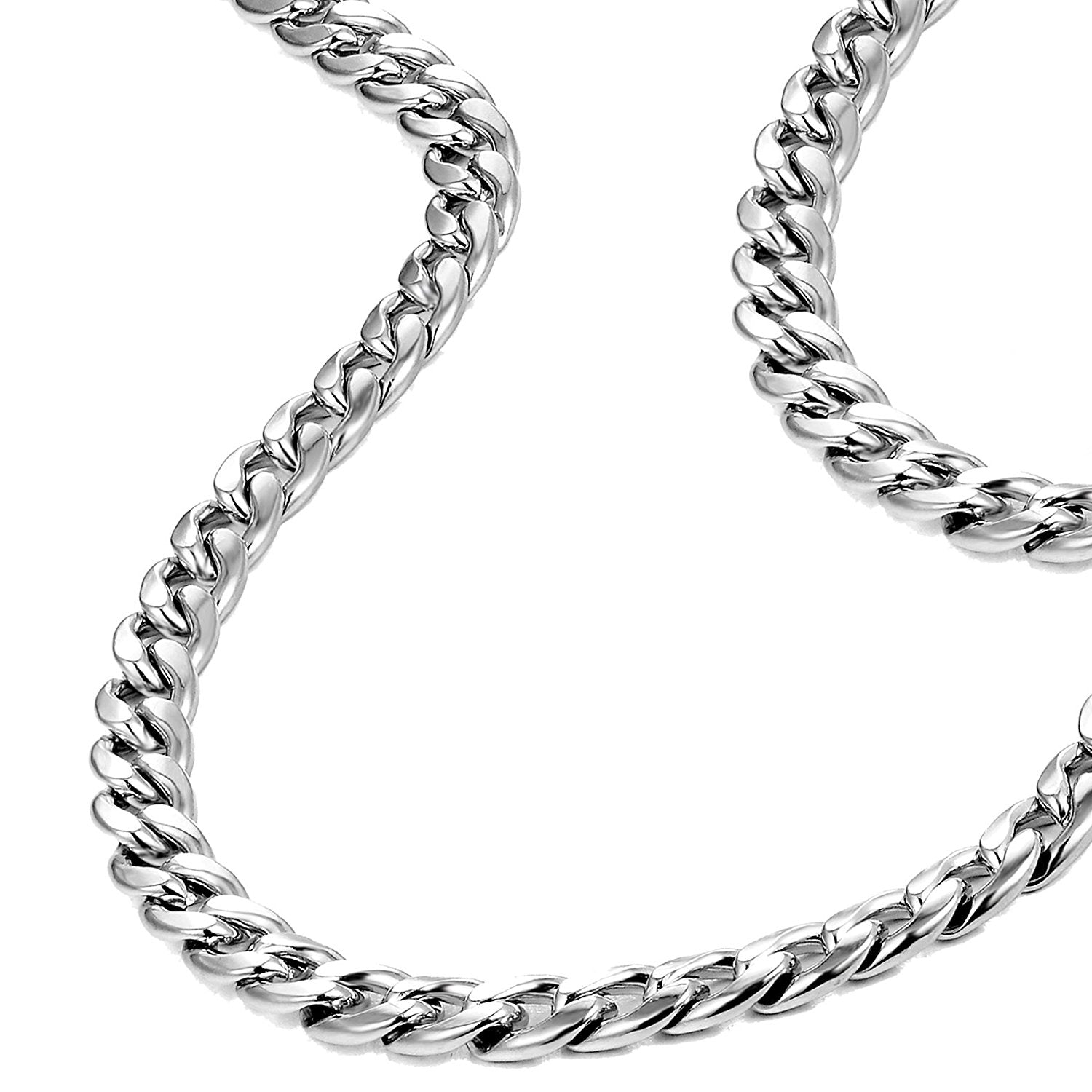 Urban Jewelry Polished Stainless Steel Men's Curb Chain Necklace in Variety of Sizes and Colors