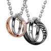 Image of His & Hers Couples Engraved Double Ring Pendant Necklace