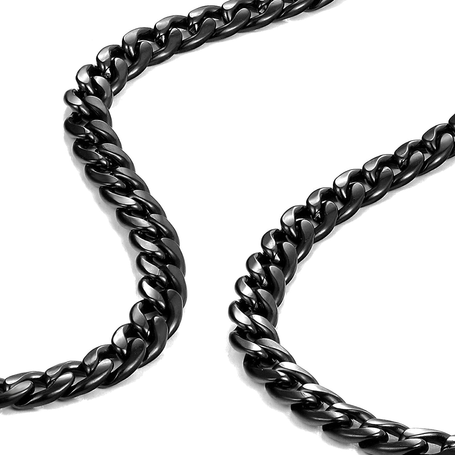Urban Jewelry Polished Stainless Steel Men's Curb Chain Necklace in Variety of Sizes and Colors