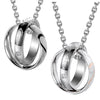Image of His & Hers Couples Engraved Double Ring Pendant Necklace