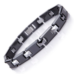 Amazing Tungsten and Ceramic Men's Link Bracelet (Black, Silver)