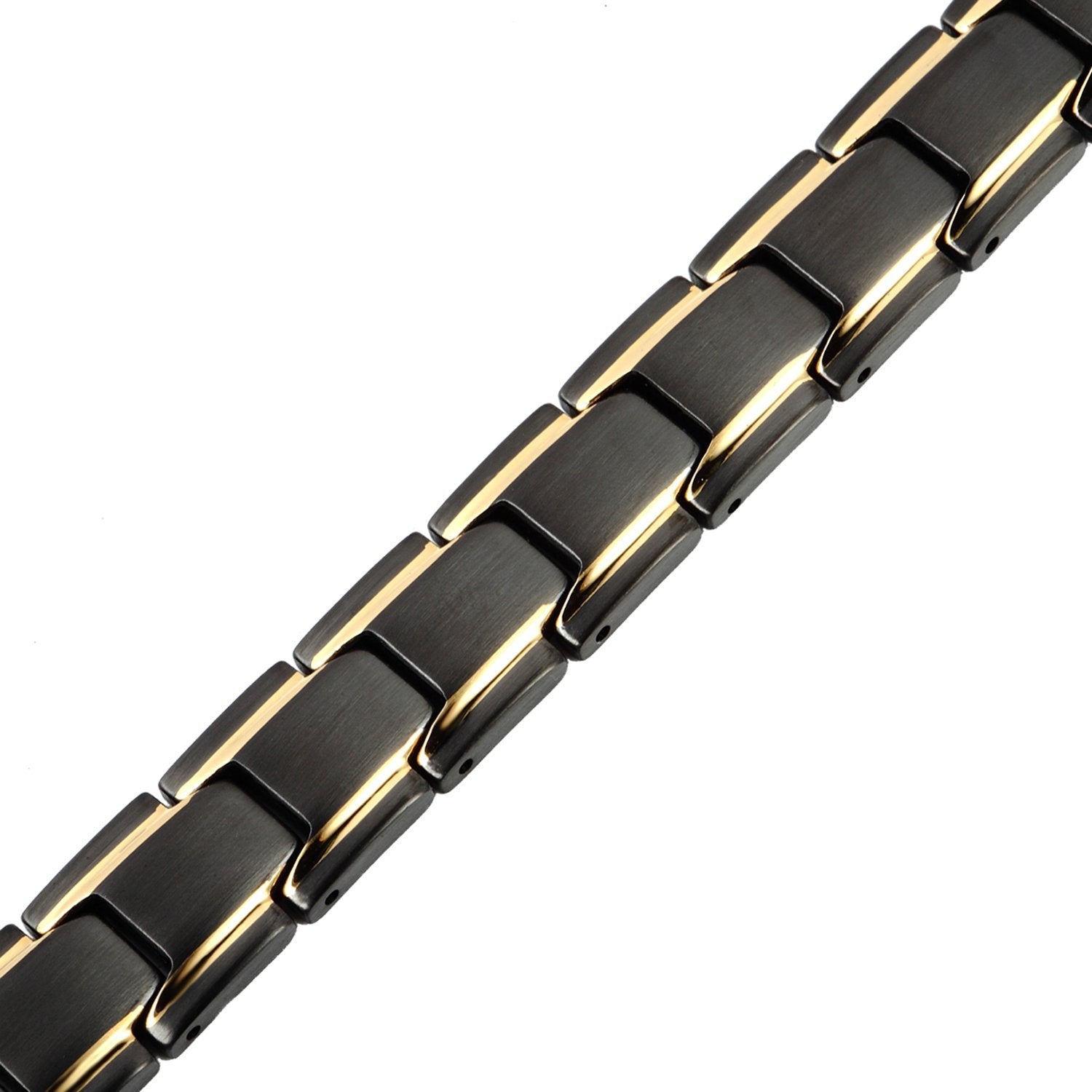 Unique 316L Stainless Steel and magnets Link Men's Bracelet (Black, Gold)